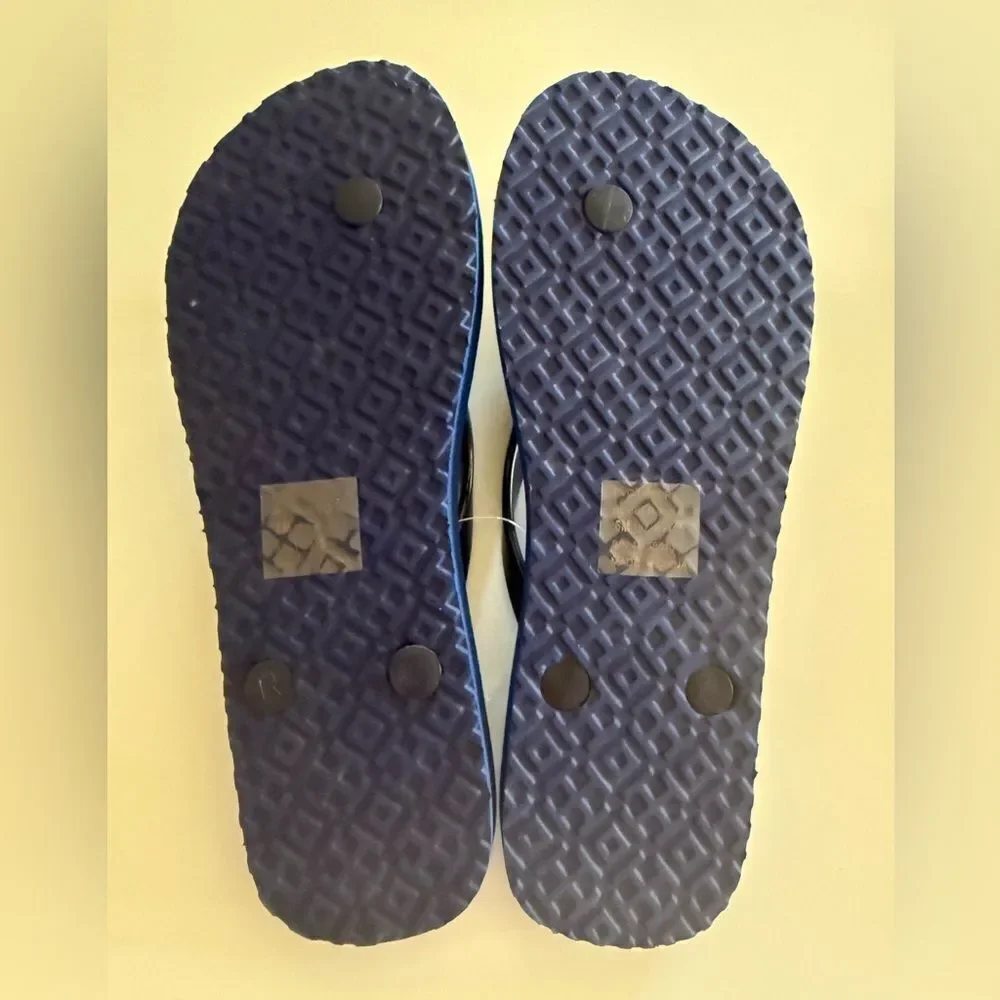 Tory Burch Navy Floral Thin Flip Flops